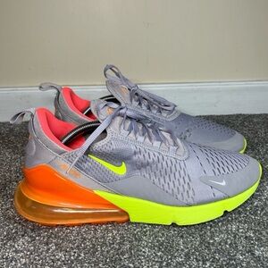 Nike Air Max 270 Grey Volt Orange Men Sneakers- SZ 11